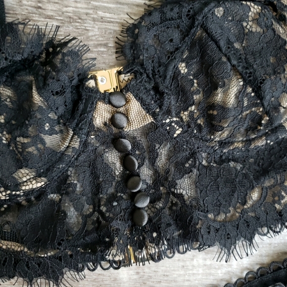 2 Piece | Longline Lace Bustier Bra Top with Matching Thong Panty Set - Picture 6 of 11